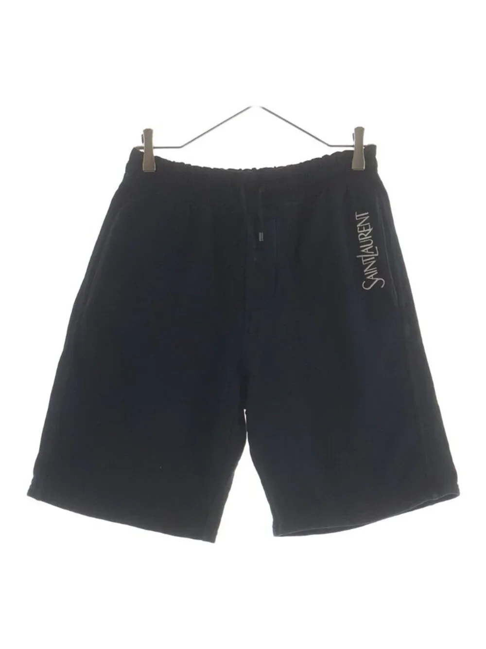 Saint Laurent Paris Logo Embroidery Sweatshirt Short Black